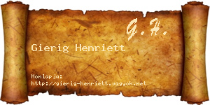 Gierig Henriett névjegykártya